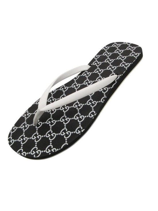Gucci Beach Sandals Thong Flat Slide GG Pattern Shoes Black main image 6